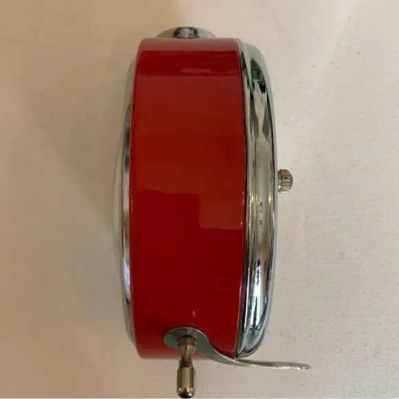 Vintage 90s Coca Cola Alarm Clock Red Silver Metal Coke Soda Pop Quartz Clock - Picture 8 of 13